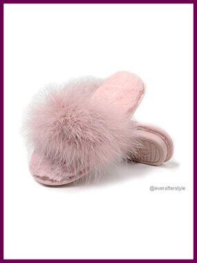 Faux Fur Memory Foam Open Toe Slippers Fluffy House Sandals